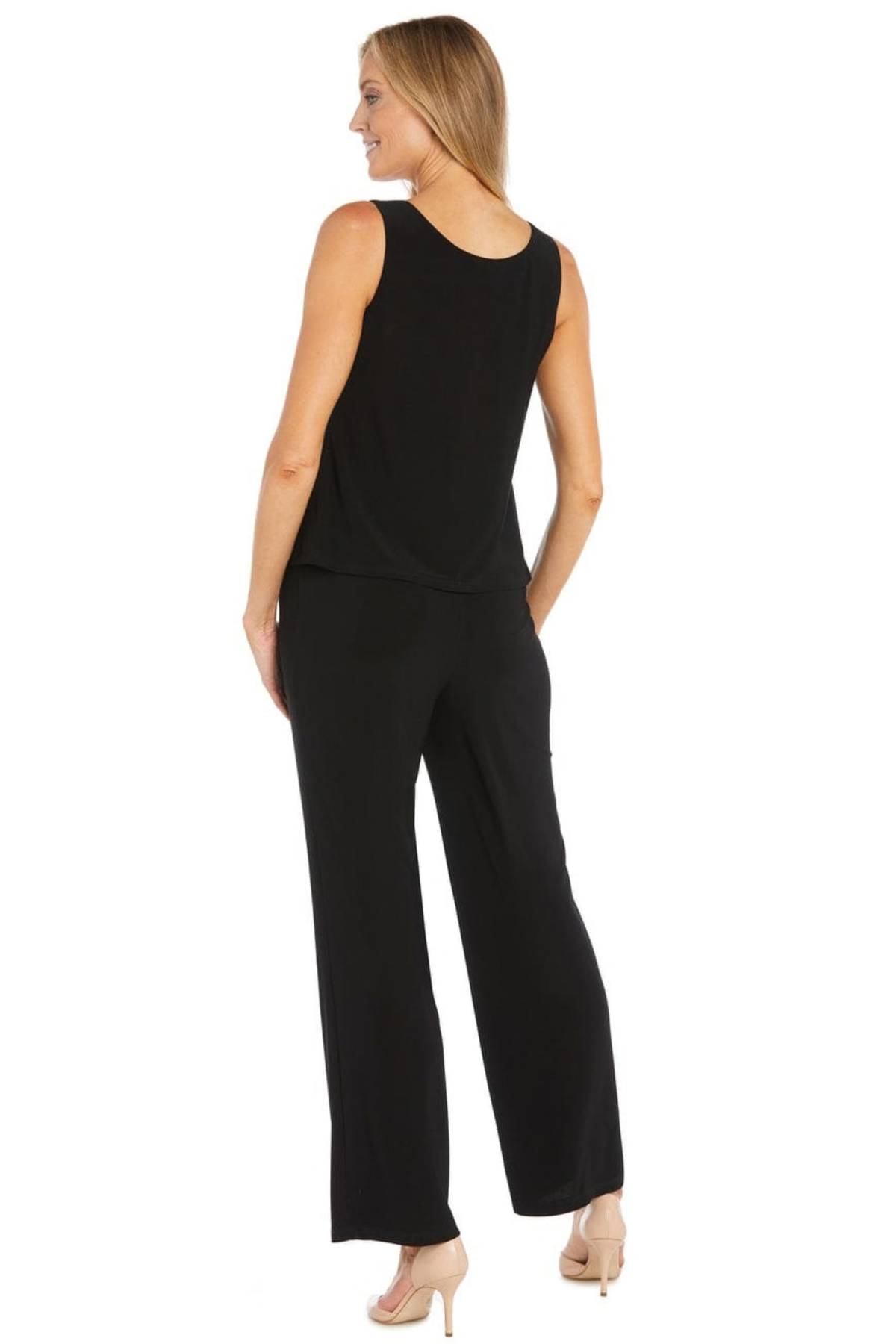 R&M Richards Embroidered Three-Piece Pant Set in Navy Slate