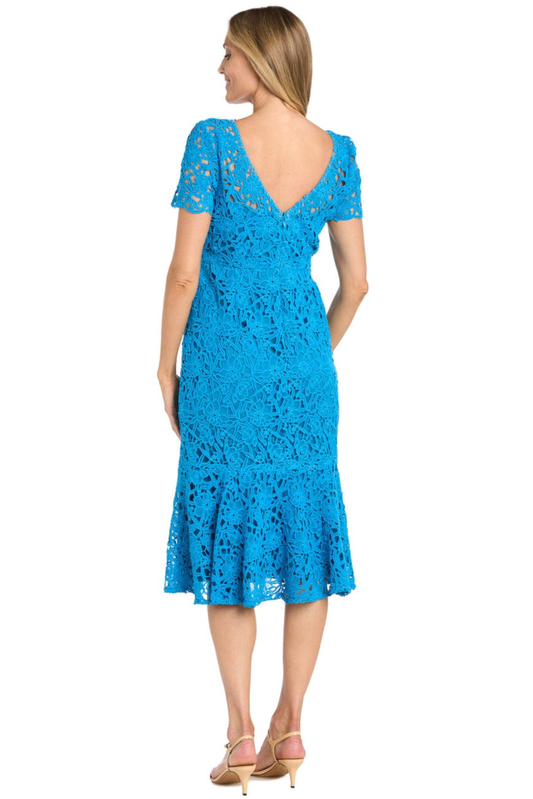 R&M Richards Floral Guipure Lace Trumpet Midi Dress