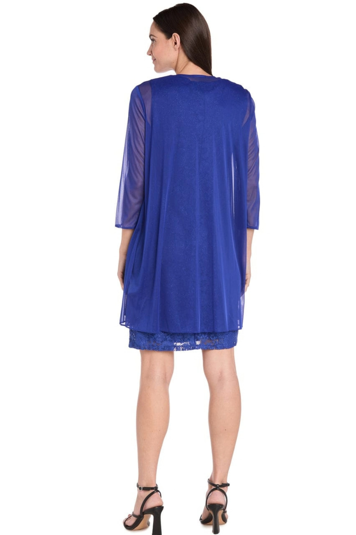 R&M Richards Royal Blue Sequined Lace 2-Piece Sheer Jacket Dress Set
