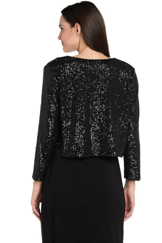 RM Richards Black Sequin Crop Bolero & Satin Tie