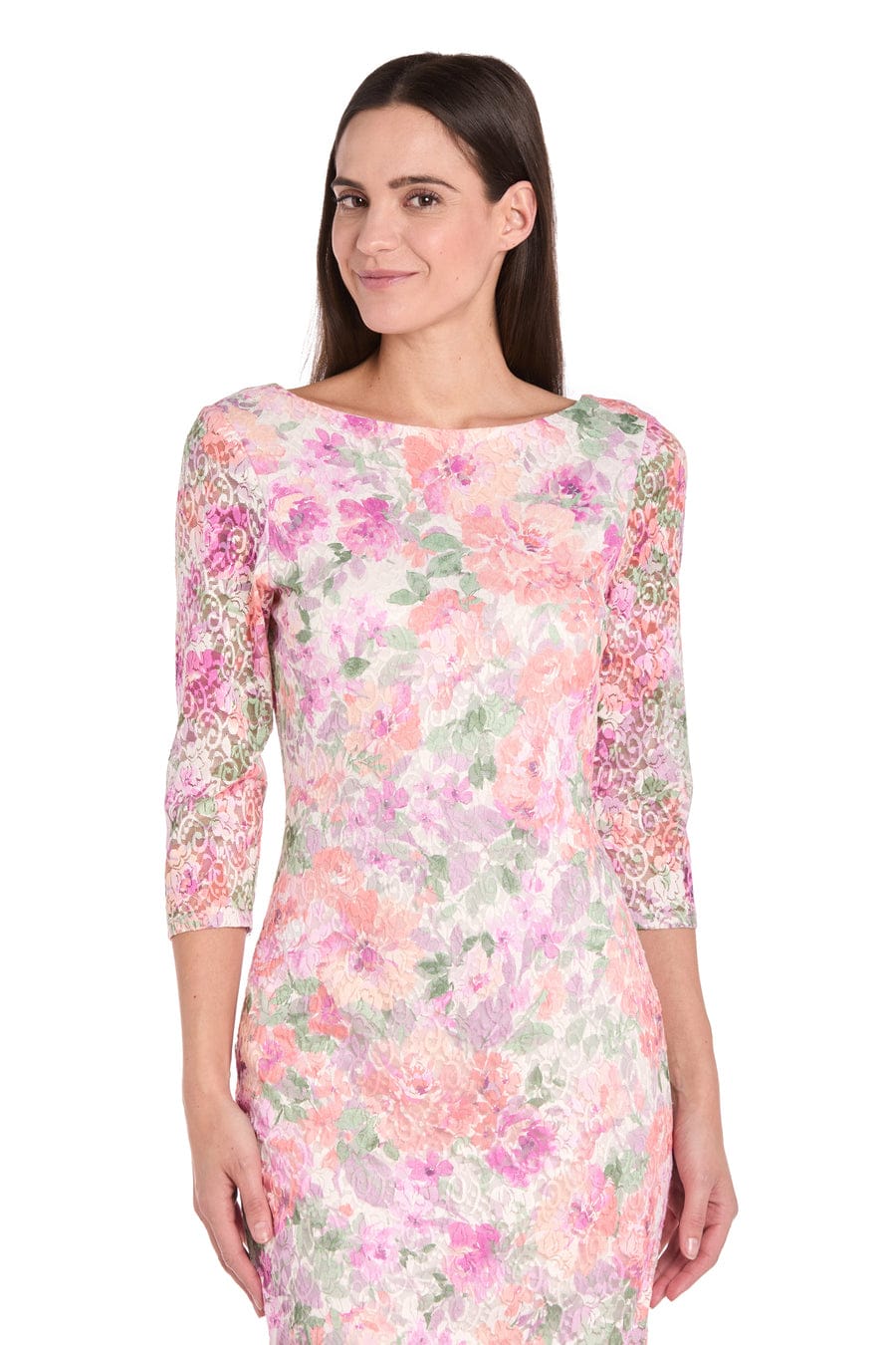 RM Richards Ivory Blossom Floral Lace Sheath Dress
