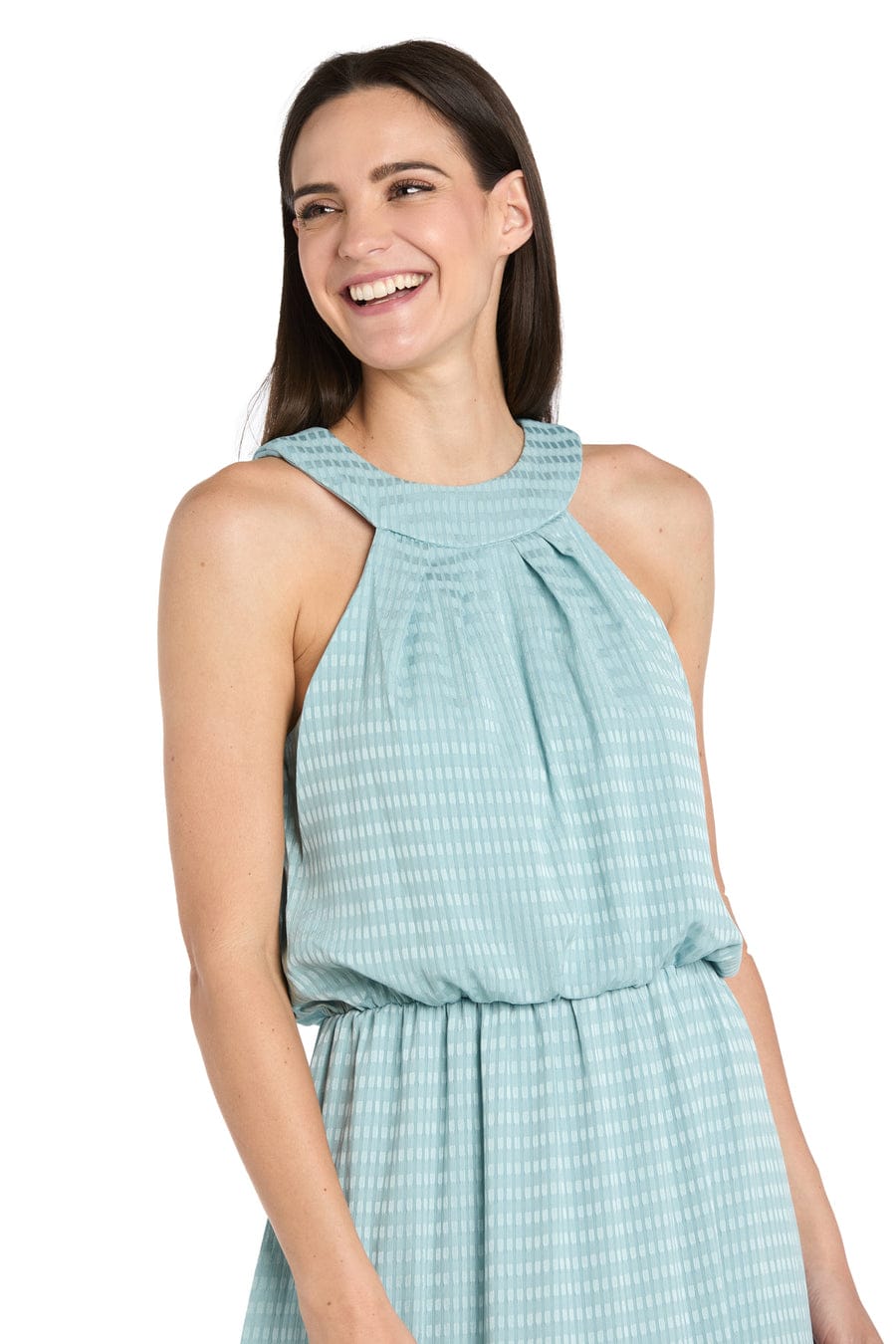 RM Richards Textured Halter Maxi Dress with Tiered Skirt