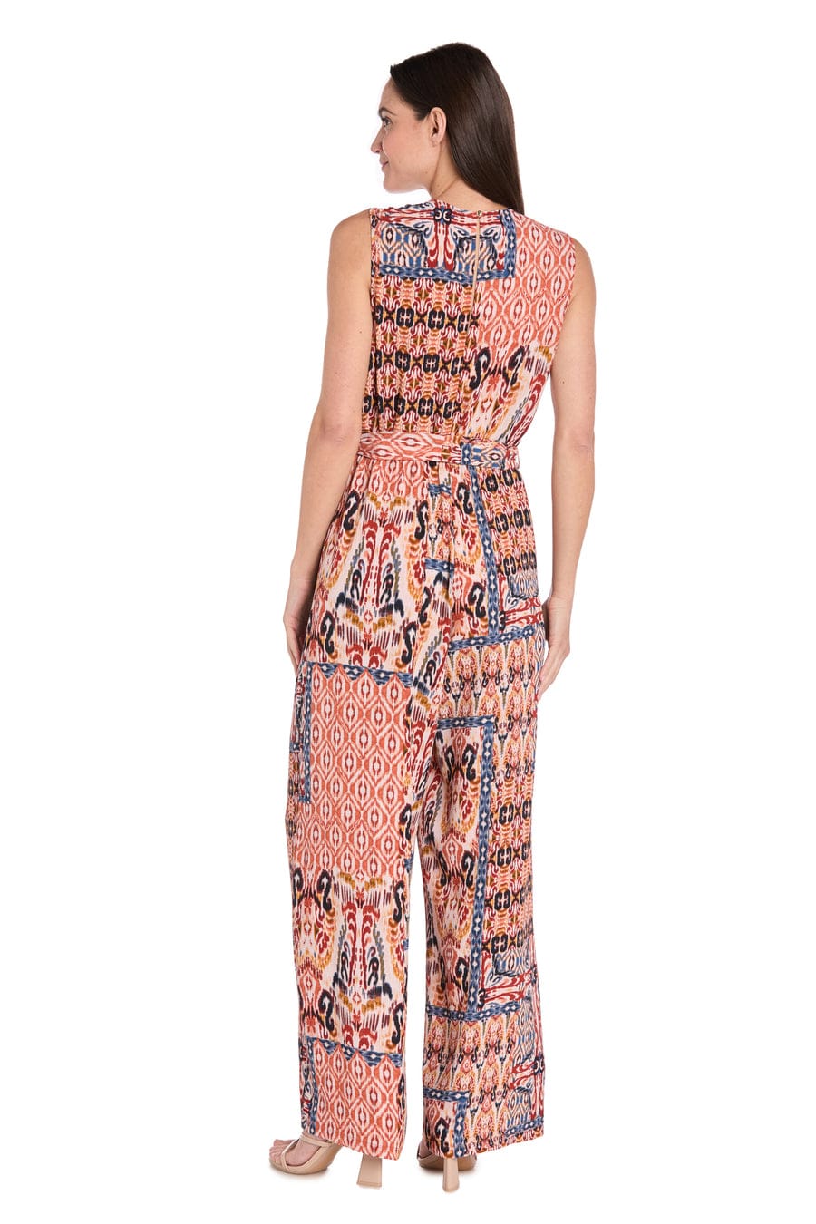 RM Richards Sleeveless Printed Wide-Leg Jumpsuit