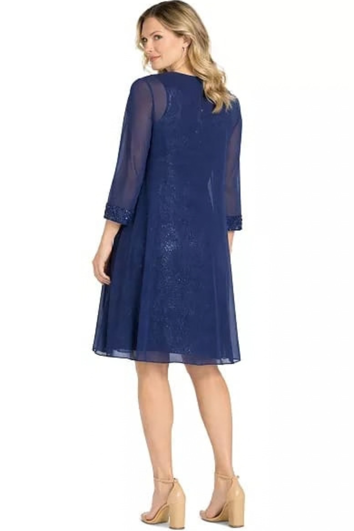 R&M Richards Sequined Lace Sheath Dress with Matching Chiffon Jacket