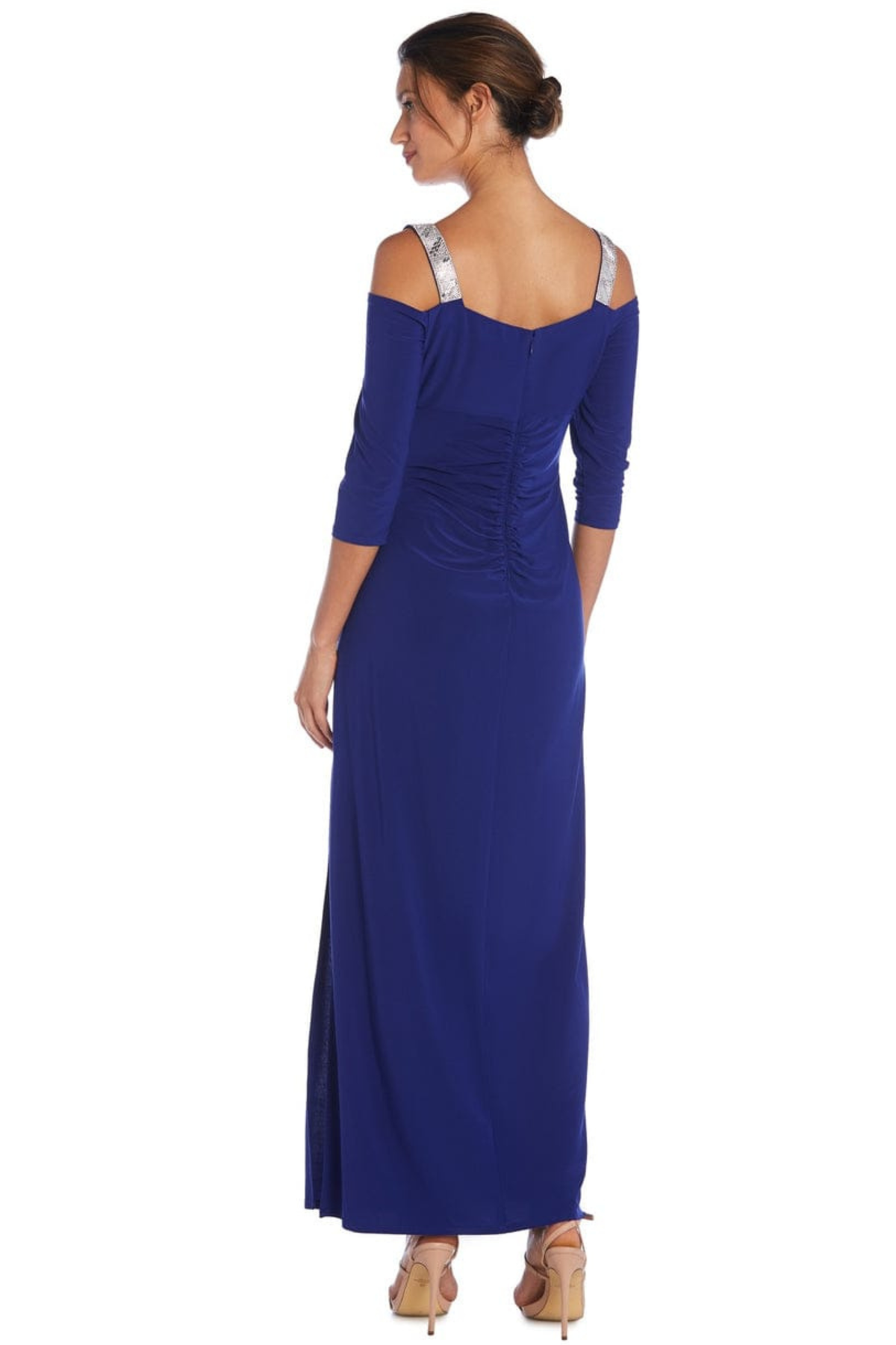 RM Richards Rhinestone Cold Shoulder Long Evening Dress