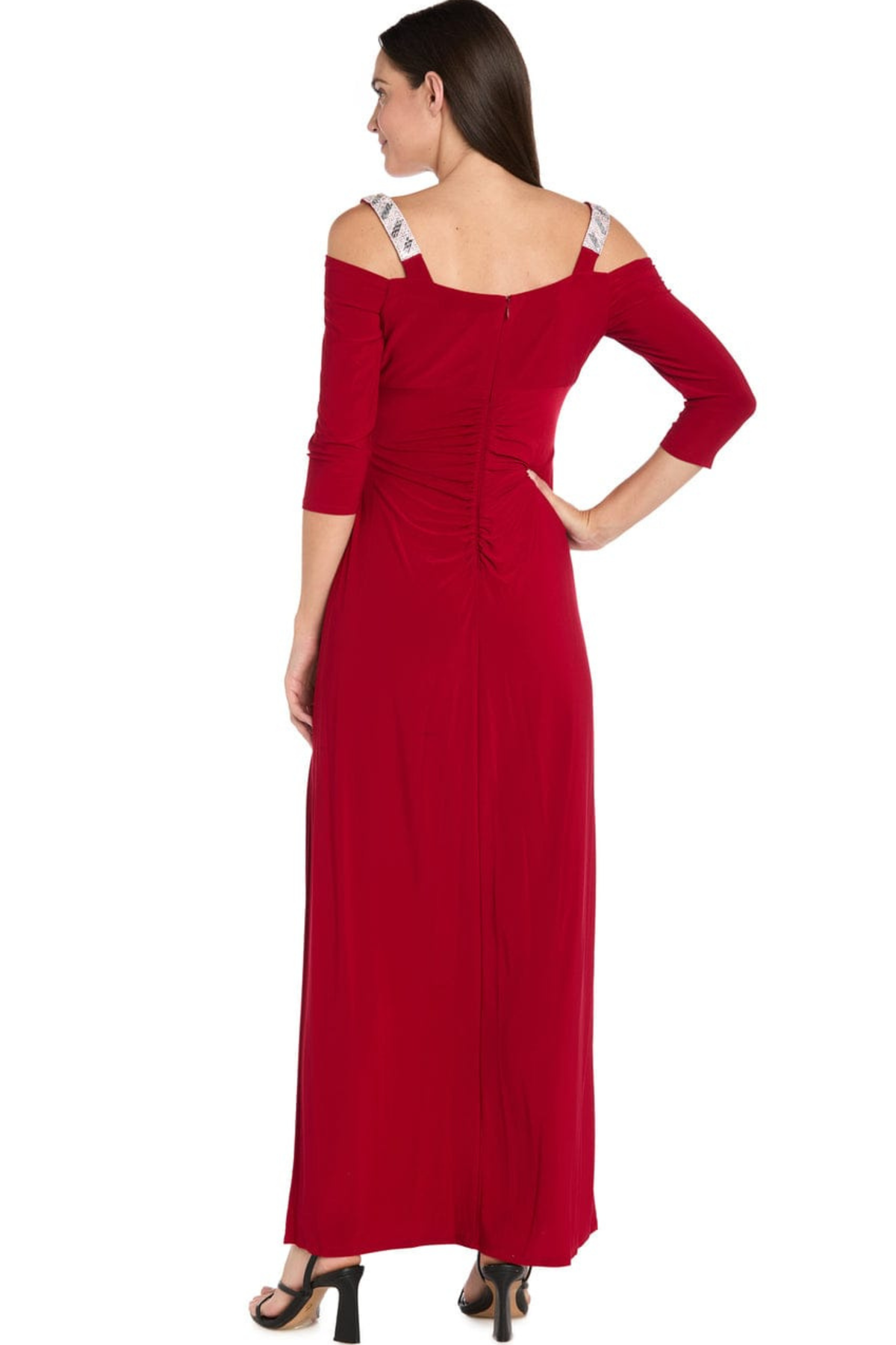 RM Richards Rhinestone Cold Shoulder Long Evening Dress