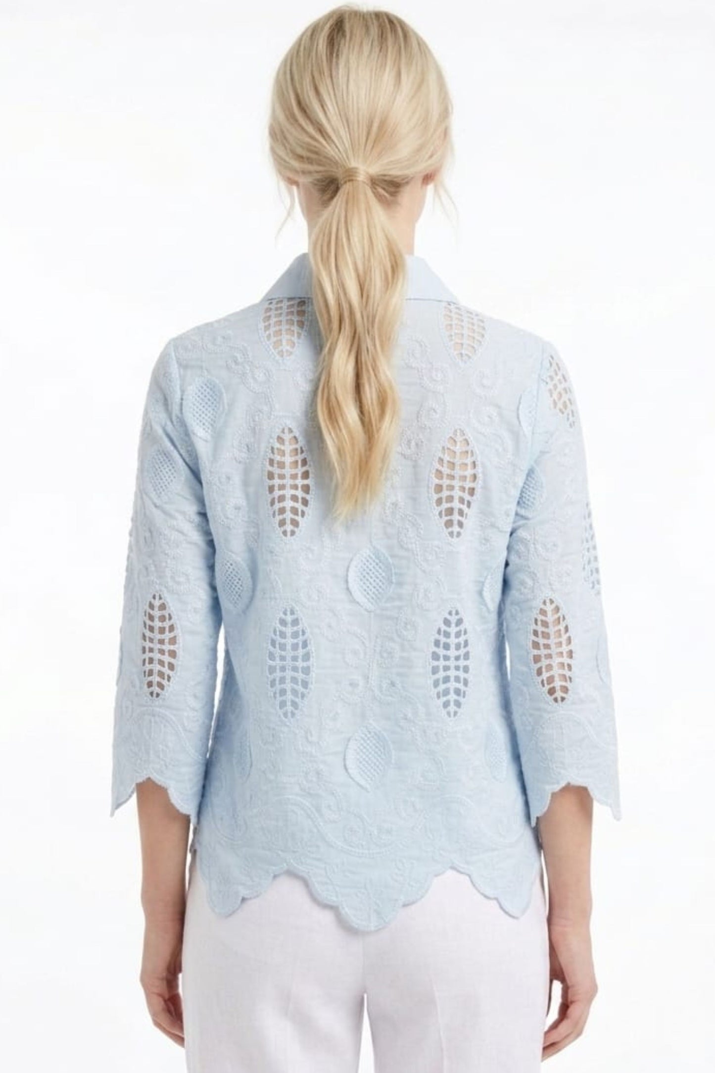 VIVID Eyelet Embroidered Button-Down Shirt