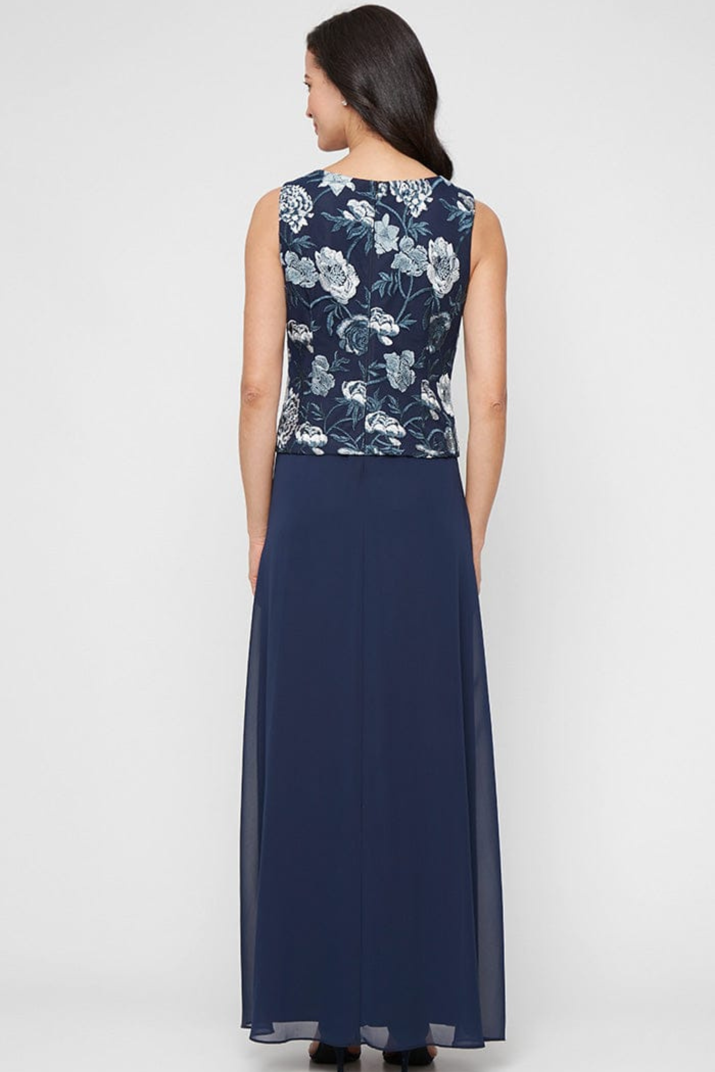 Alex Evenings Navy Multi Embroidered 2-Piece Evening Dress with Jacket