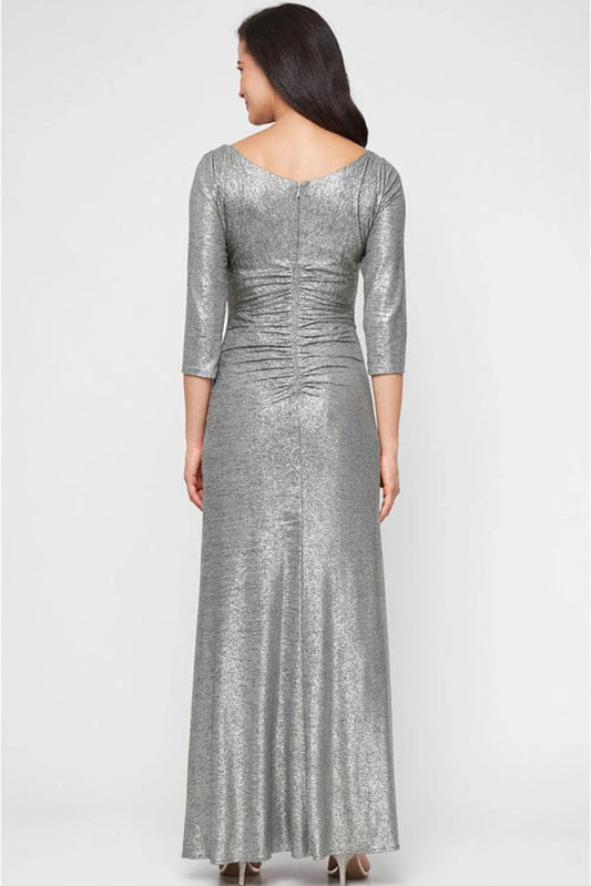 Jeanne Alexander Ruched Off-the-Shoulder Formal Gown