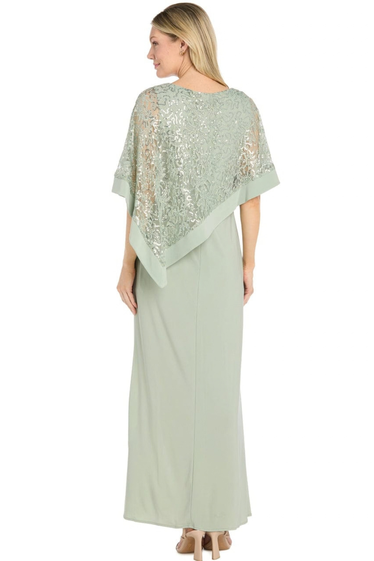 RM Richards Sequined Lace Poncho Top Evening Dress
