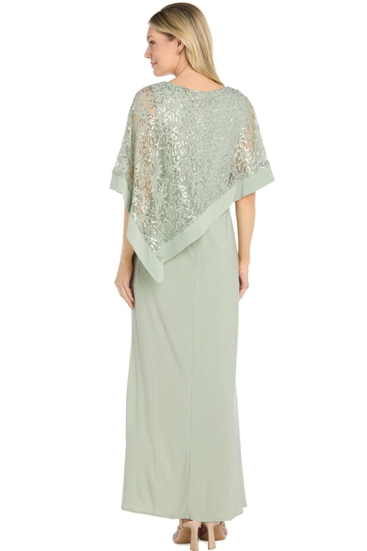 RM Richards Sequined Lace Poncho Top Evening Dress