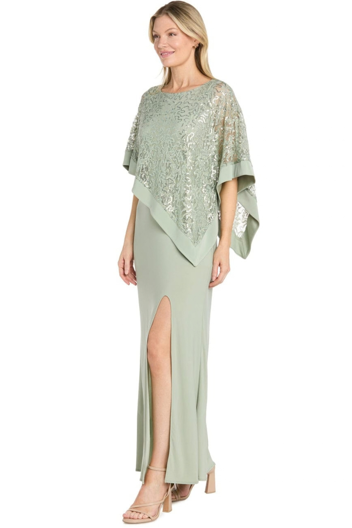 RM Richards Sequined Lace Poncho Top Evening Dress
