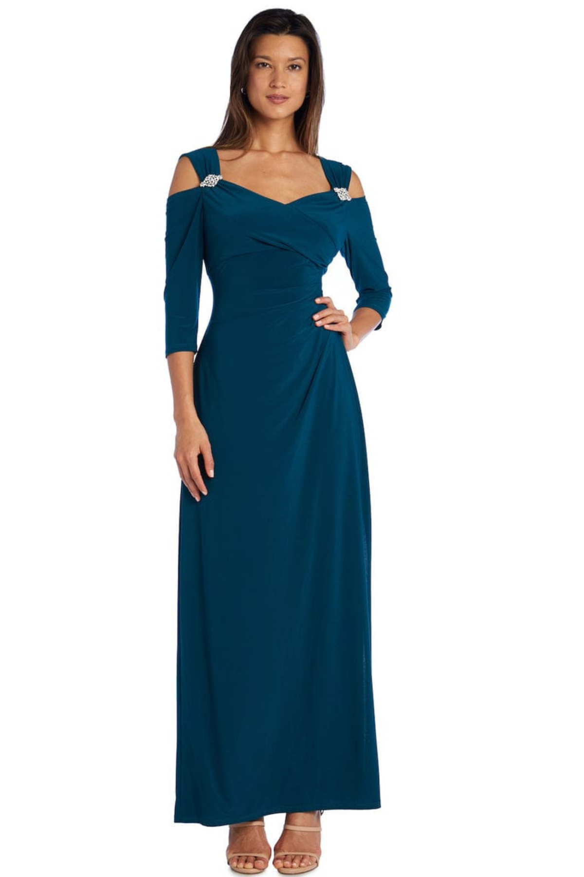 RM Richards Cold Shoulder Long Evening Dress