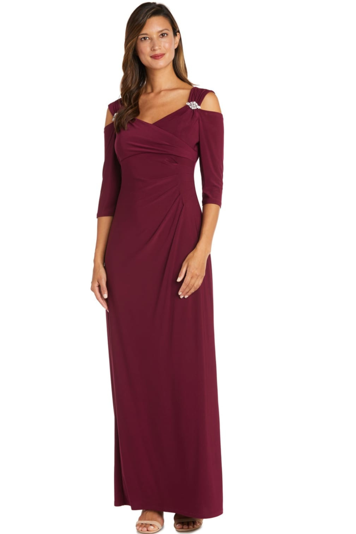 RM Richards Cold Shoulder Long Evening Dress