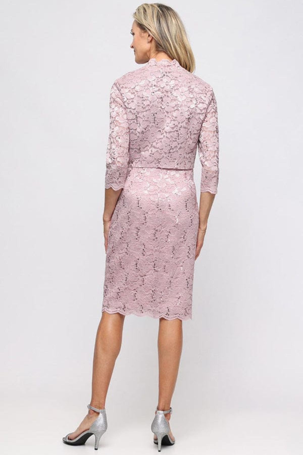 SLNY Wedgewood Sequin Lace 2-Piece Jacket Party Dress