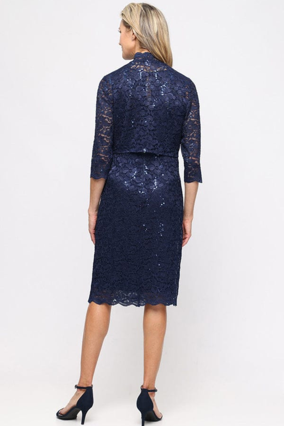 SLNY Wedgewood Sequin Lace 2-Piece Jacket Party Dress