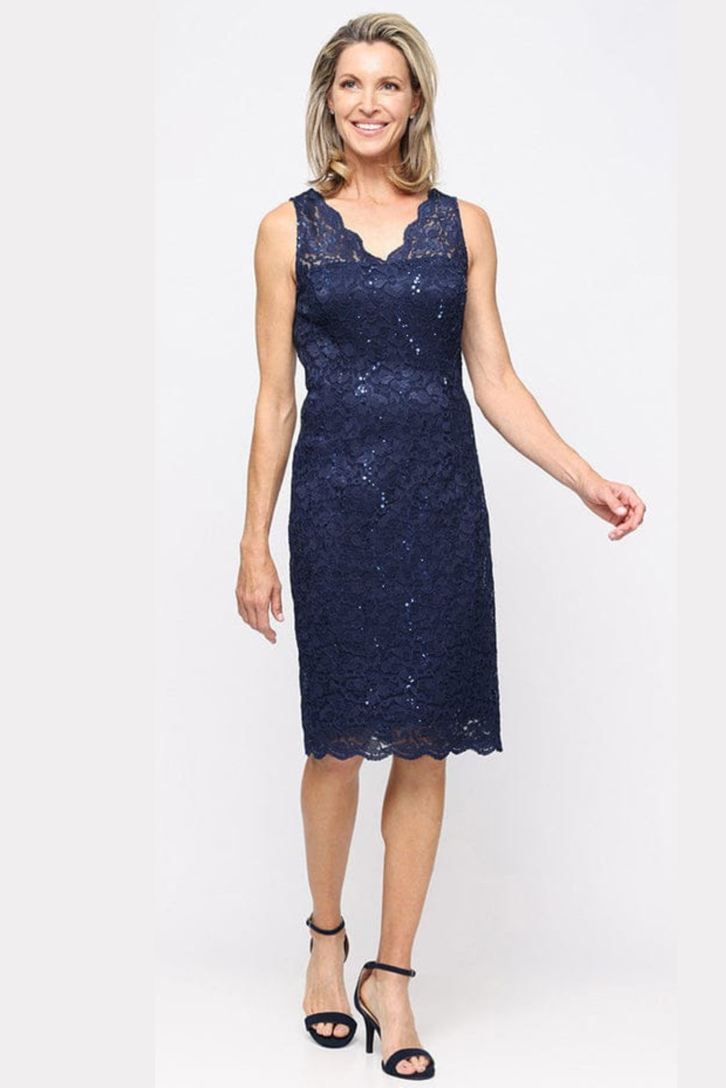 SLNY Wedgewood Sequin Lace 2-Piece Jacket Party Dress
