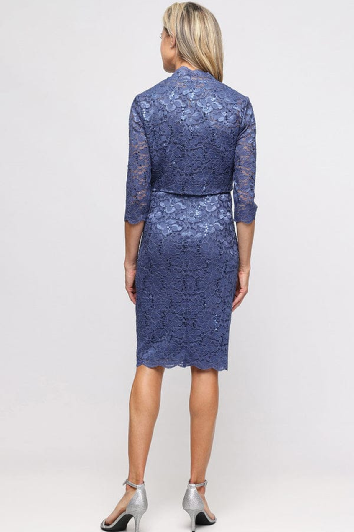 SLNY Wedgewood Sequin Lace 2-Piece Jacket Party Dress