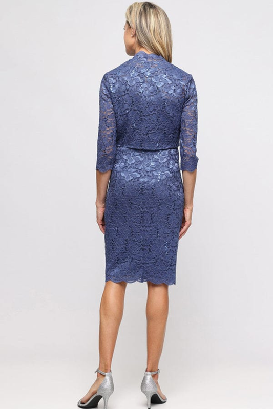 SLNY Wedgewood Sequin Lace 2-Piece Jacket Party Dress