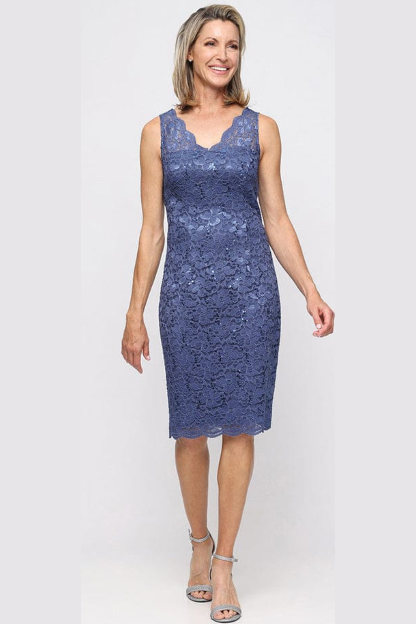 SLNY Wedgewood Sequin Lace 2-Piece Jacket Party Dress