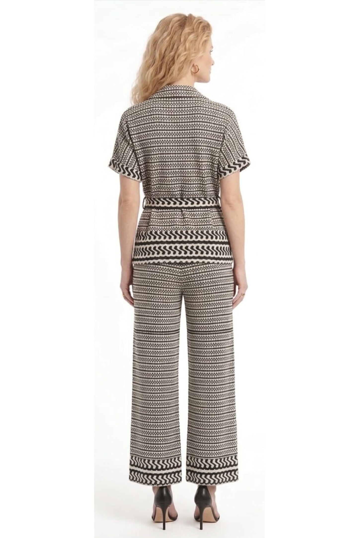 ABS Anthracite Geometric Print Belted Pant Set
