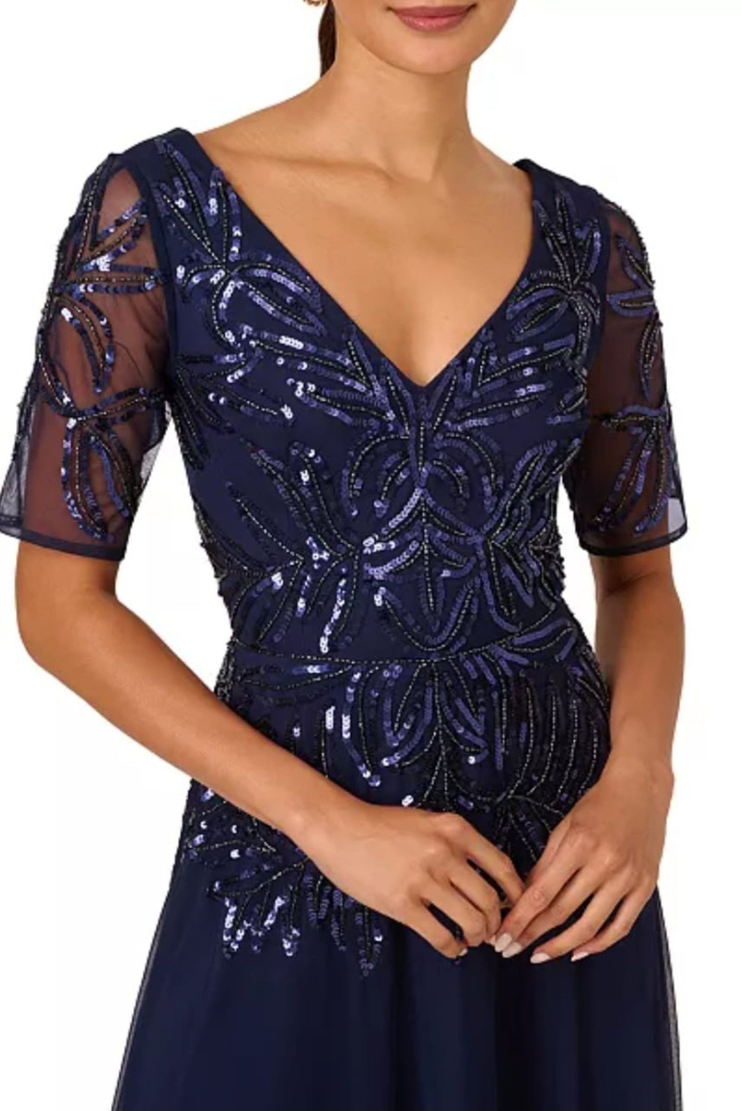 Adrianna Papell Beaded Long Evening Gown
