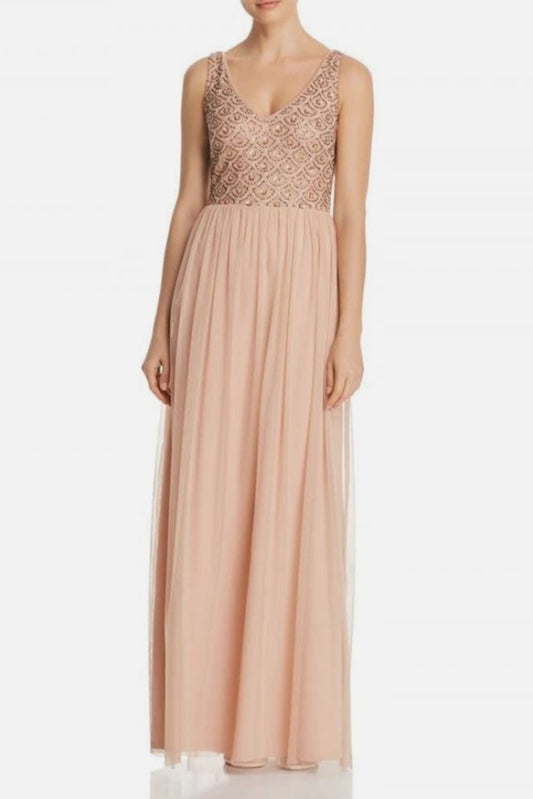 Adrianna Papell Blush Sleeveless Special Occasion Gown