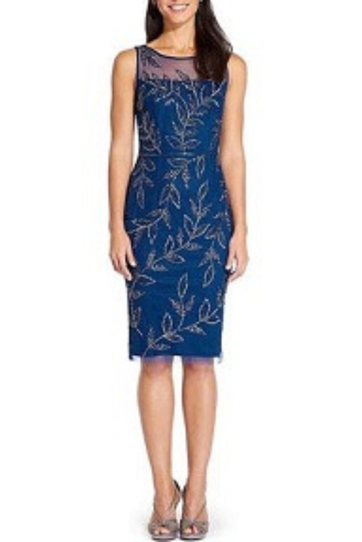Adrianna Papell Sleeveless Beaded Sheath Cocktail Dress
