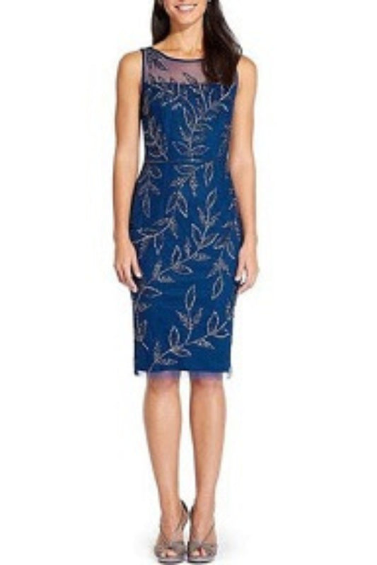 Adrianna Papell Sleeveless Beaded Sheath Cocktail Dress