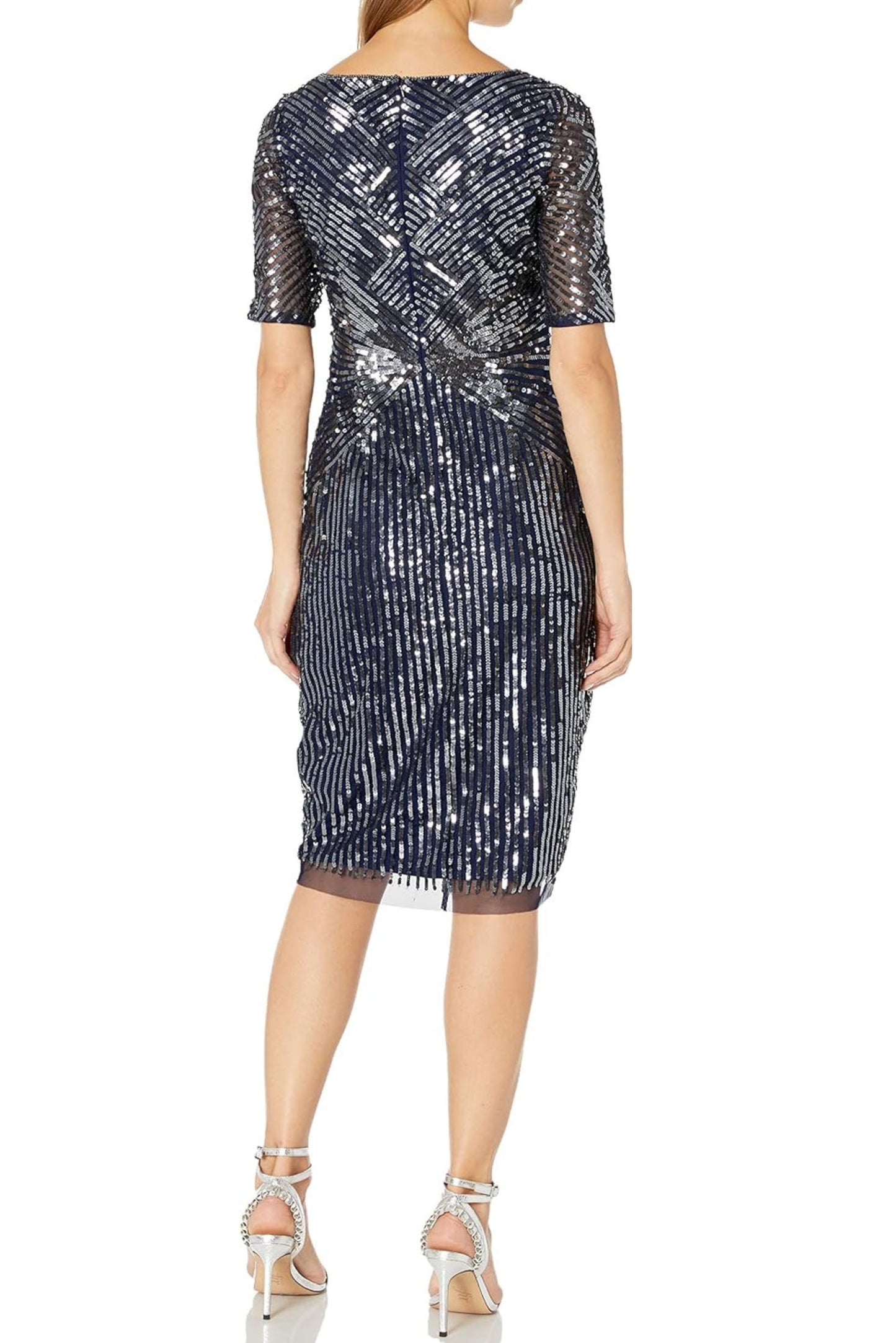 Adrianna Papell Full Beaded Short Evening Dress