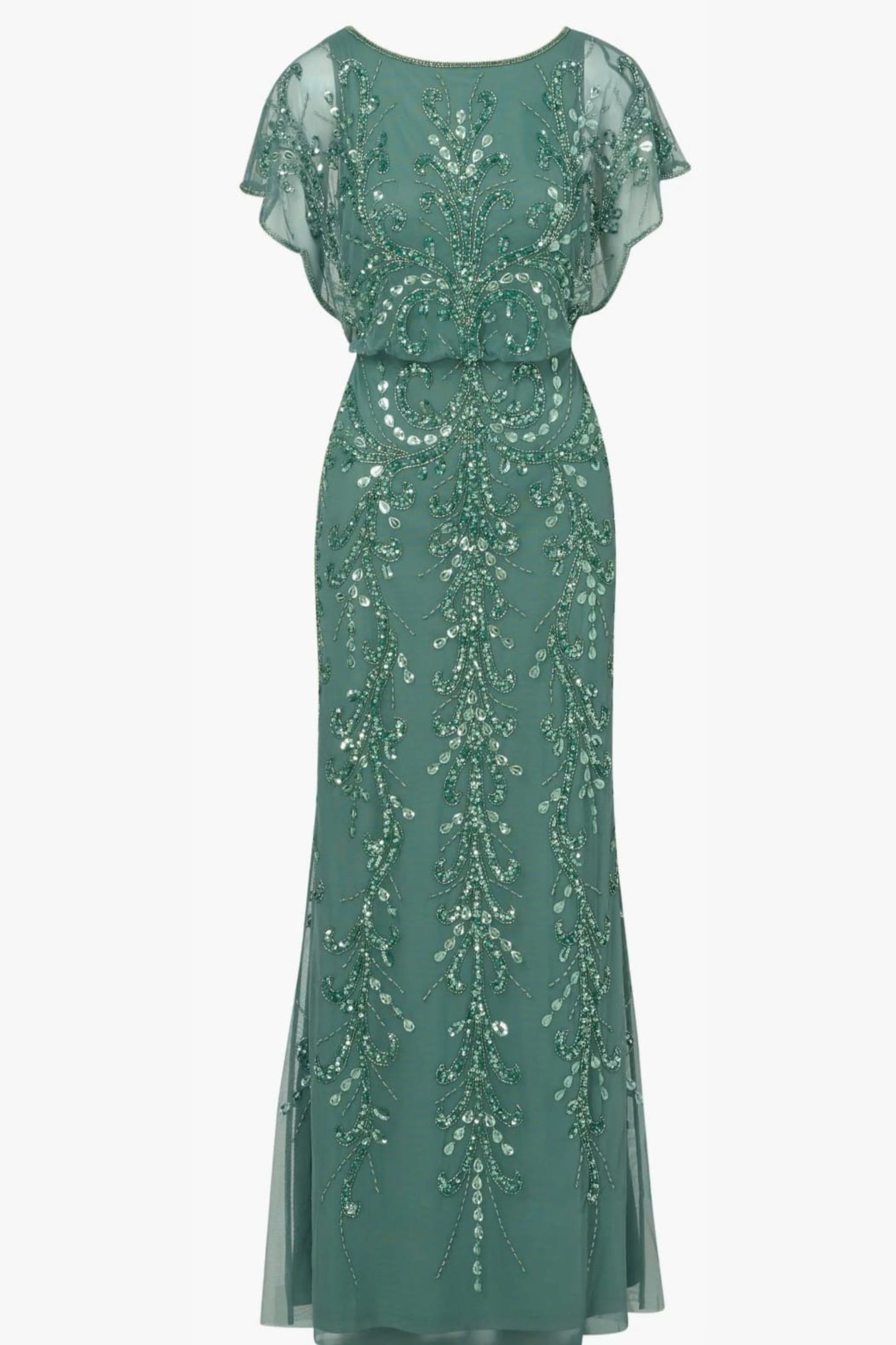 Adrianna Papell Fully Beaded Long Evening Gown