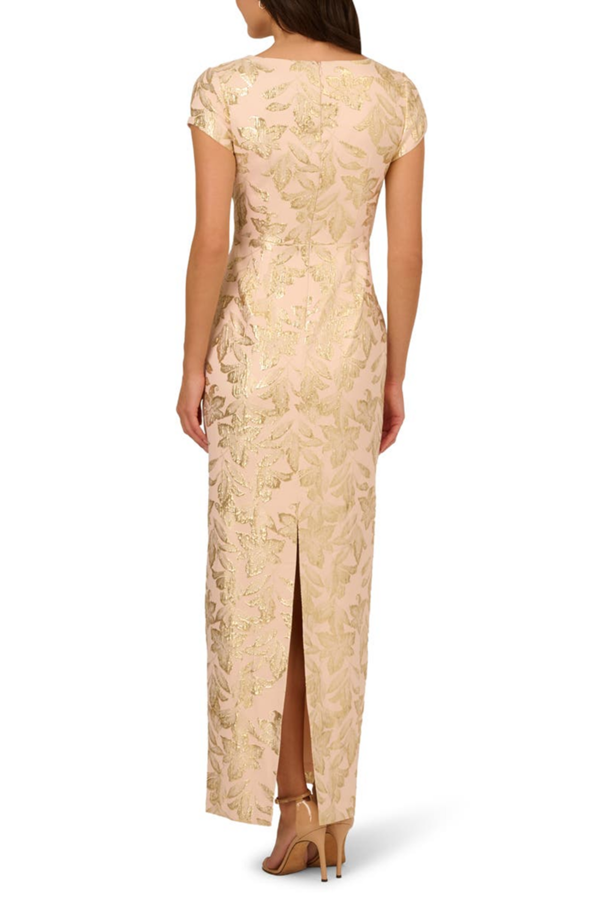 adrianna papell gold dress Adrianna Papell Champagne Gold Long Evening Dress – New Yorker's Apparel