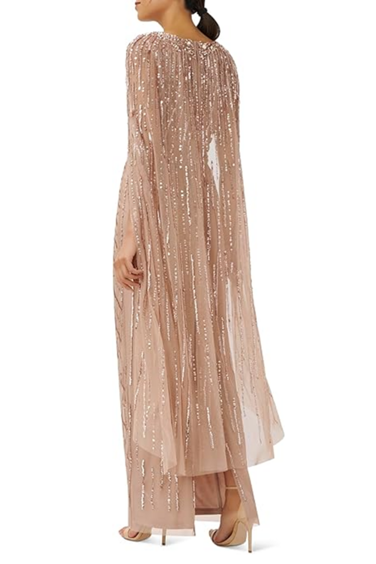Adrianna Papell Rose Gold Embellished Cap Gown