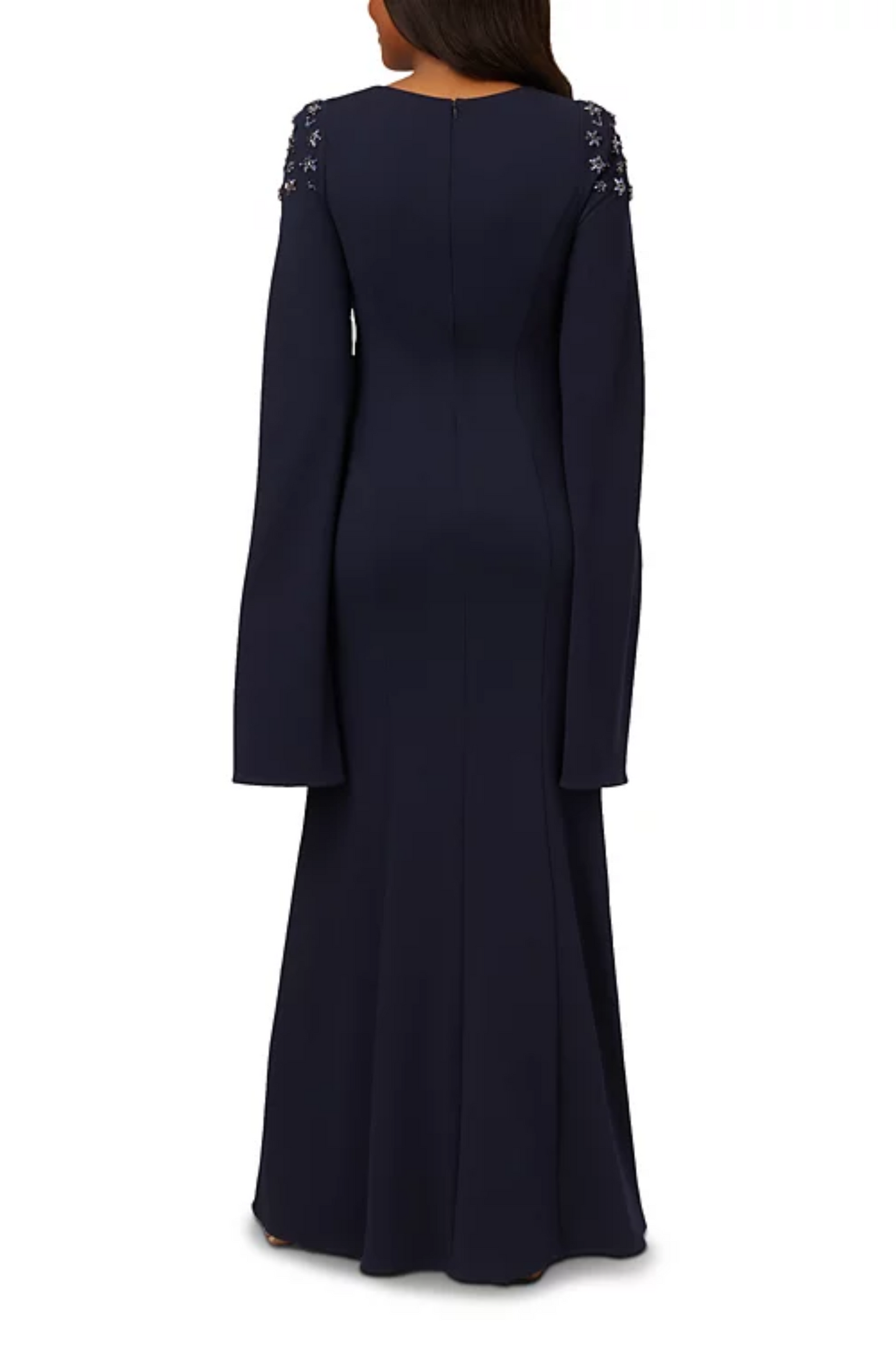 Adrianna Papell Midnight Long Cape Sleeve Gown