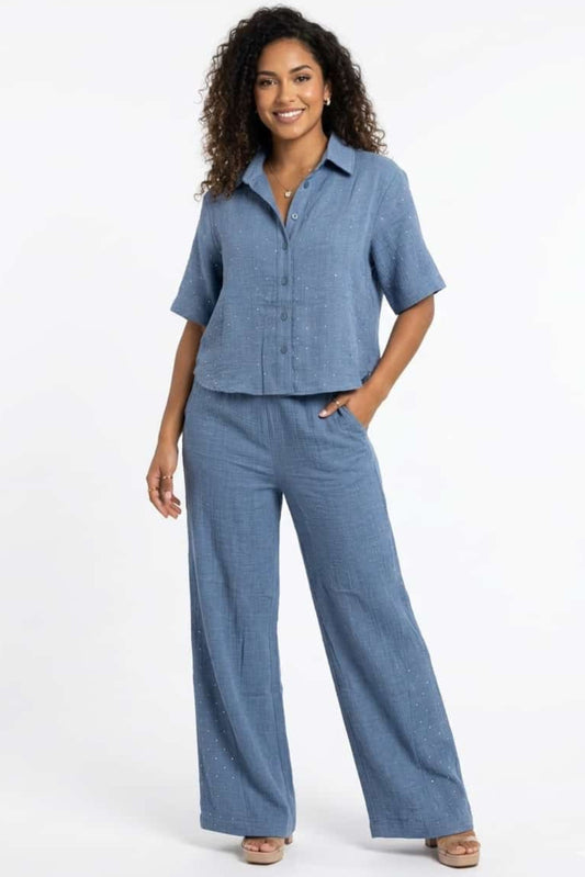 ALEX & PARKER Gauze Studded Pant Set