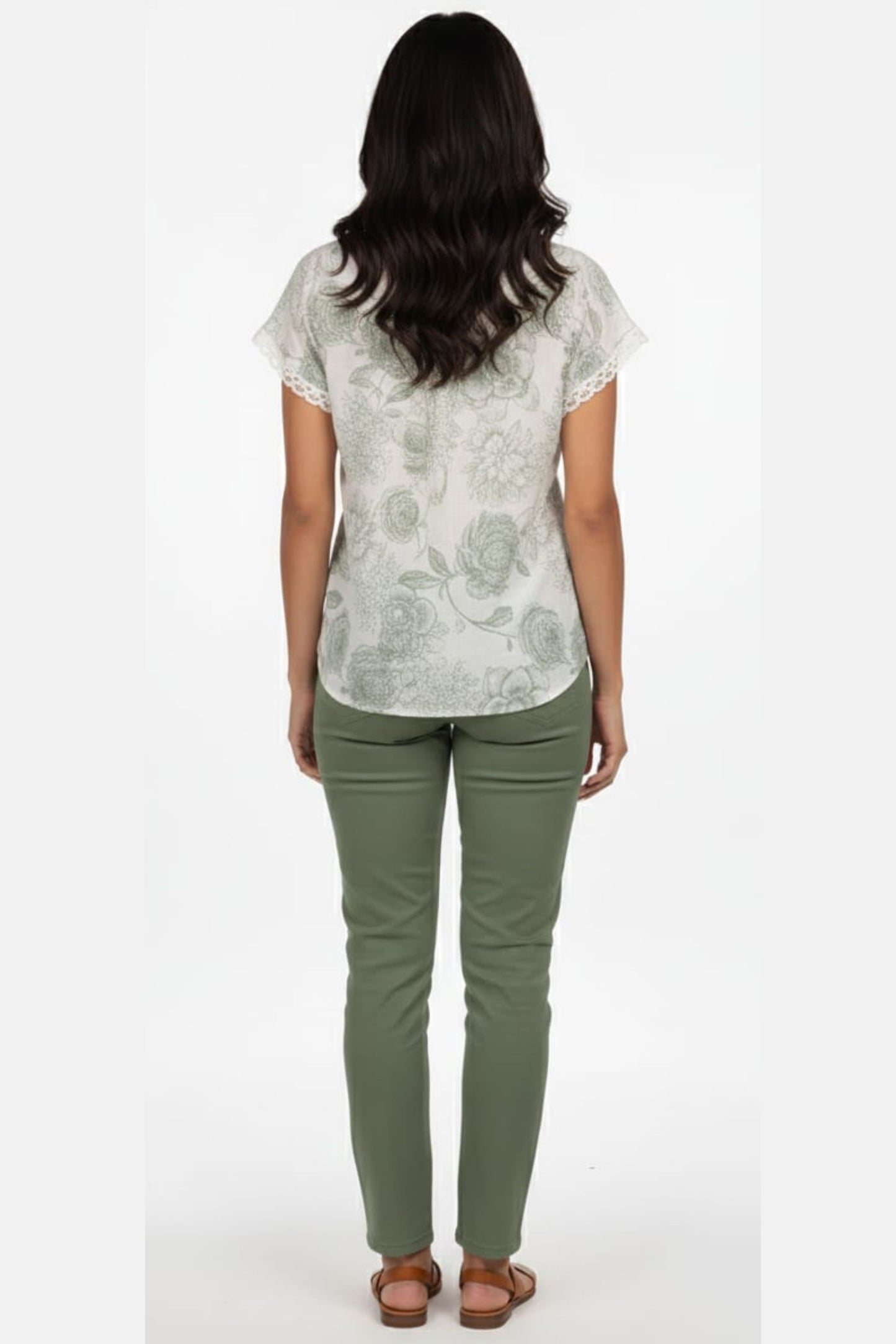 Alex & Parker Floral Print Short Sleeve Button-Down Blouse