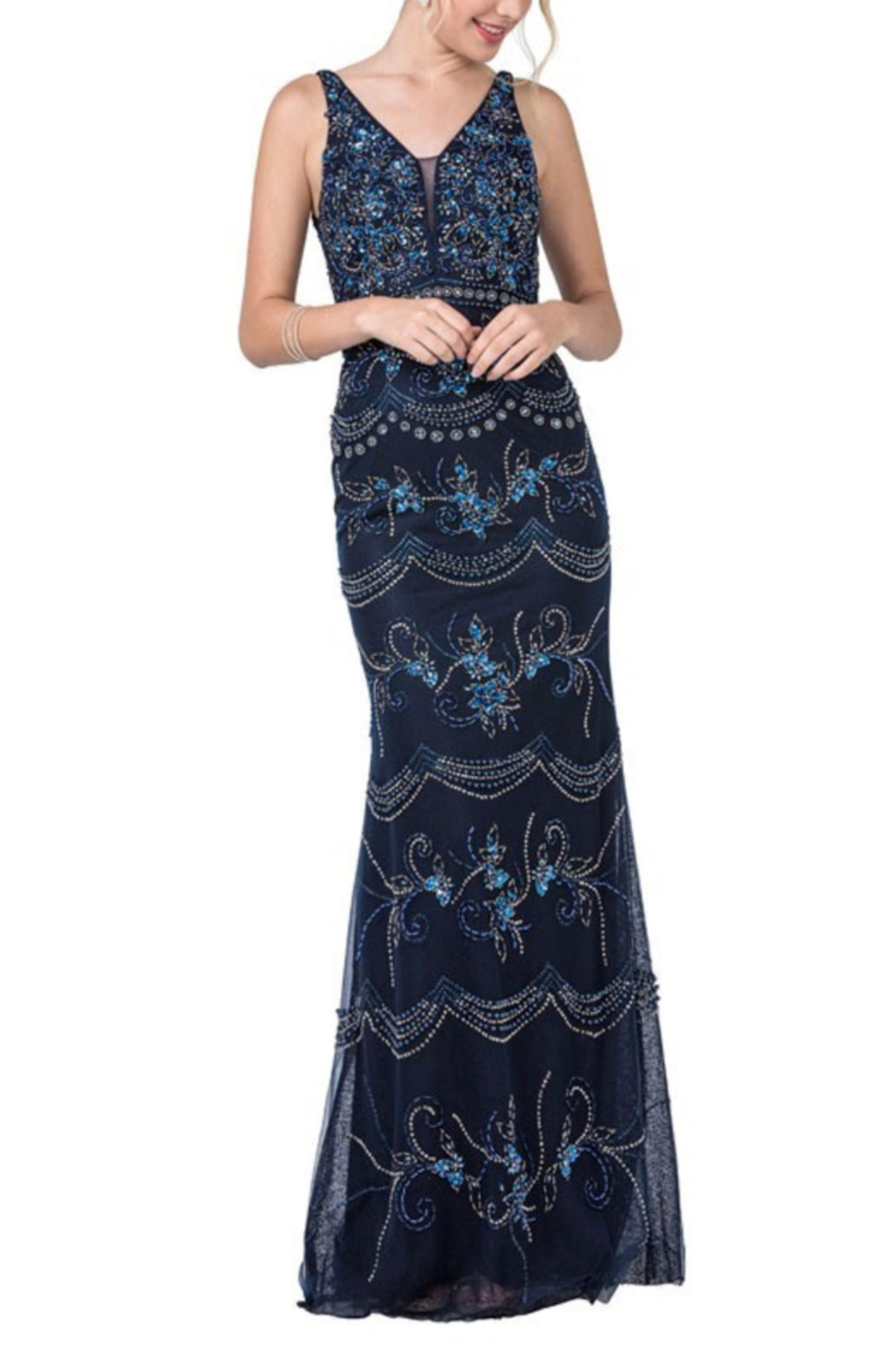 aspeed formal dresses Clearance Sale Aspeed Design -L1582CL Ruched Bodice A Line Dress, TURQUOISE