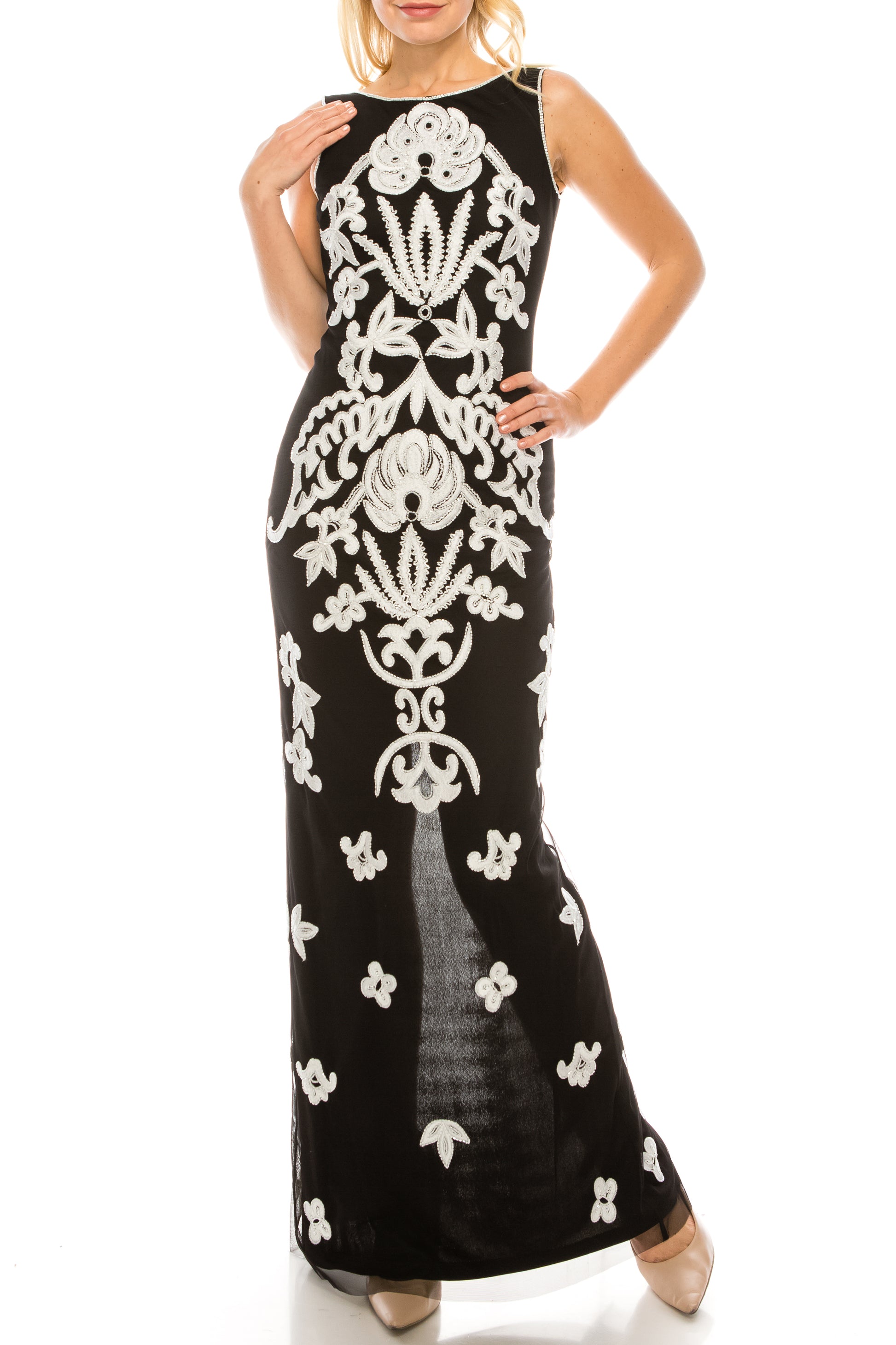 Adrianna Papell Beaded & Embroidered Evening Dress New Yorker's Apparel Adrianna Papell Beaded & Embroidered Evening Dress New Yorker's Apparel
