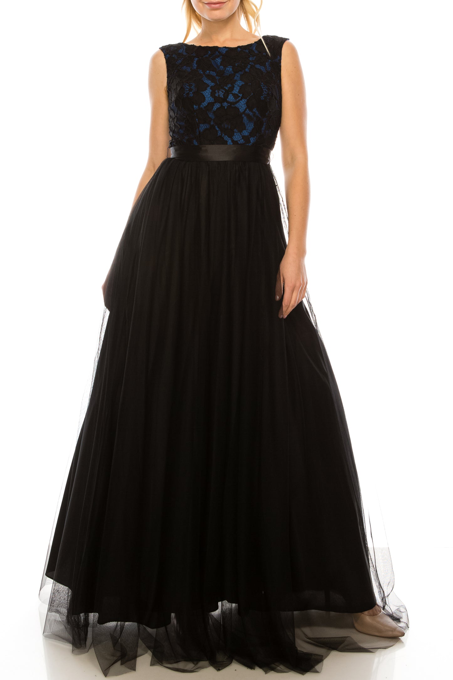 aidan mattox lace dress Aidan Mattox Sleeveless Metallic Lace Dress