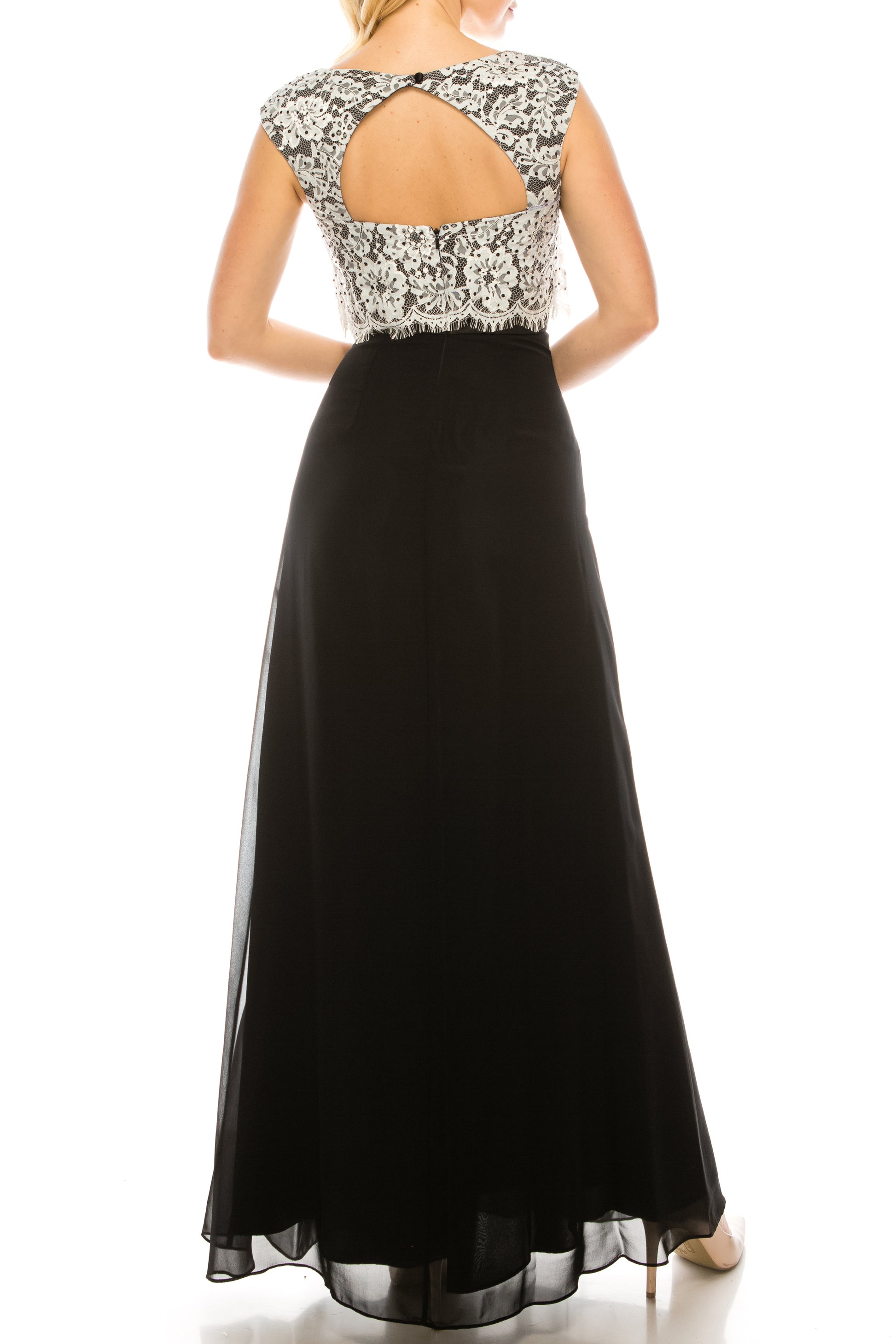 Aidan Mattox Embellished Lace Top Evening Dress New Yorker's Apparel Aidan Mattox Embellished Lace Top Evening Dress New Yorker's Apparel
