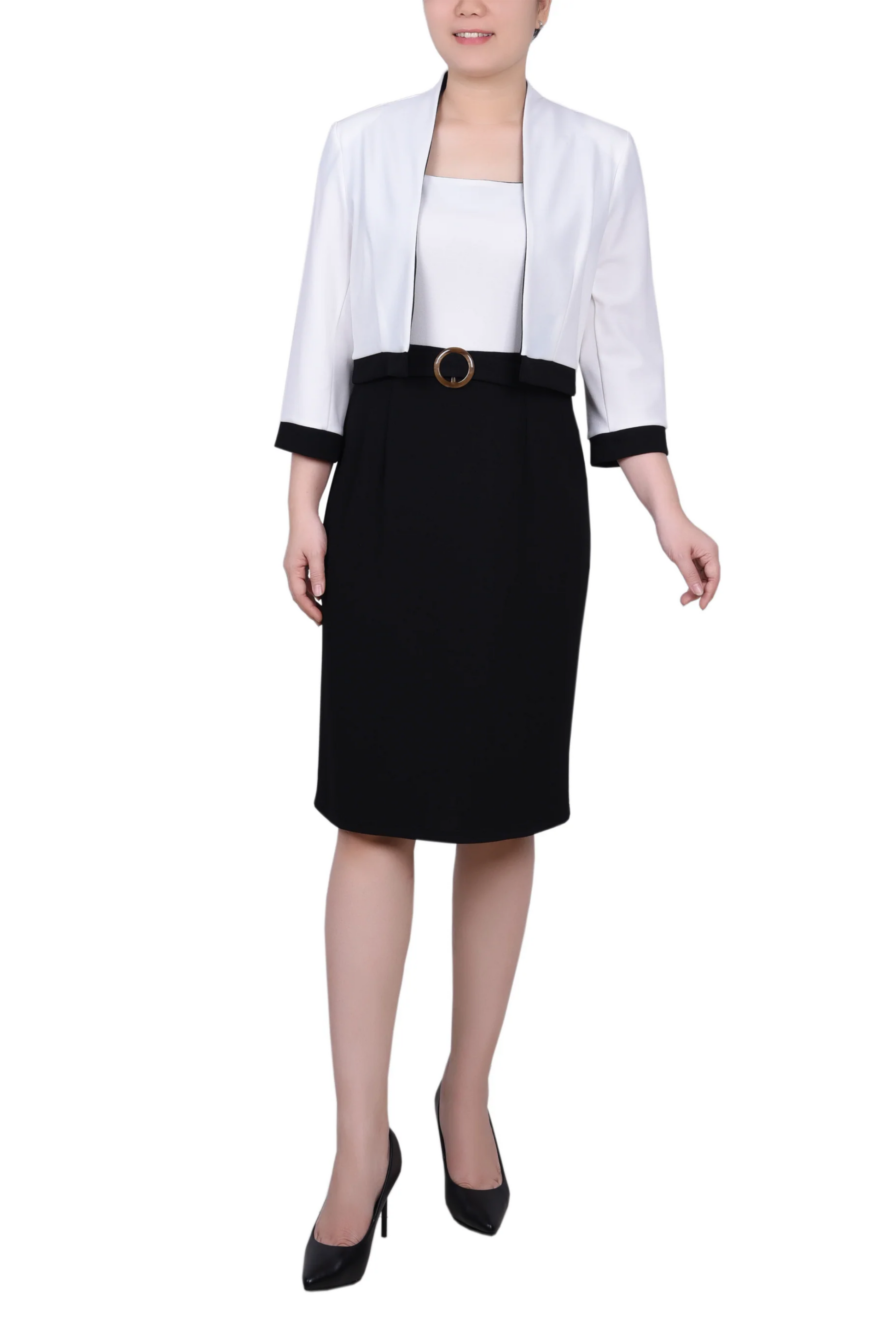 cropped jacket for formal dress INSPIRE CHIC Business Blazer Dress Suit Sets for Women Casual Long Sleeve Blazer and Sleeveless Dresses Work Office Outfits L Grey Pink, Women's, Size