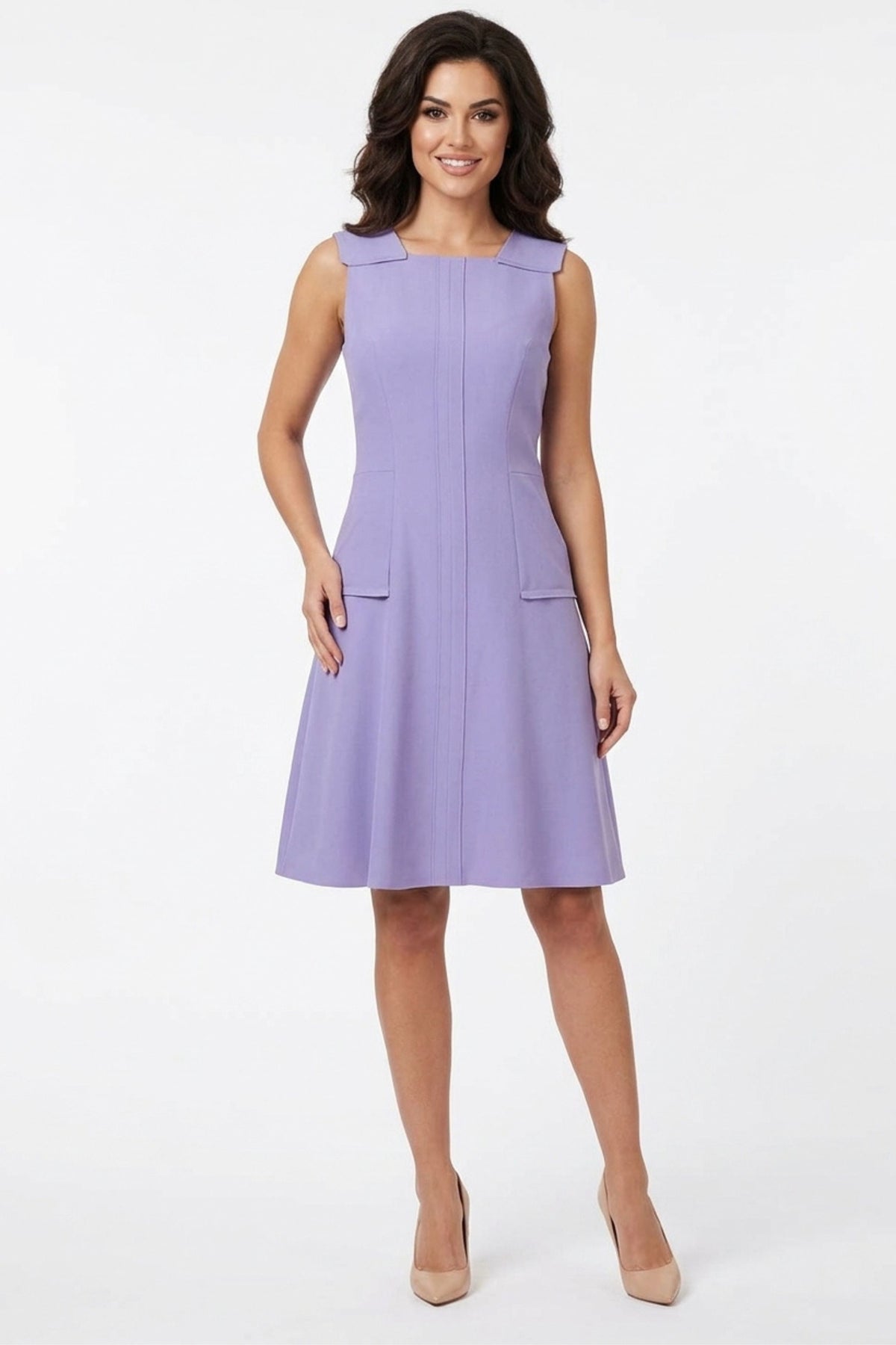 Anne Klein Chicory Purple Sleeveless A-Line Fit-and-Flare Dress