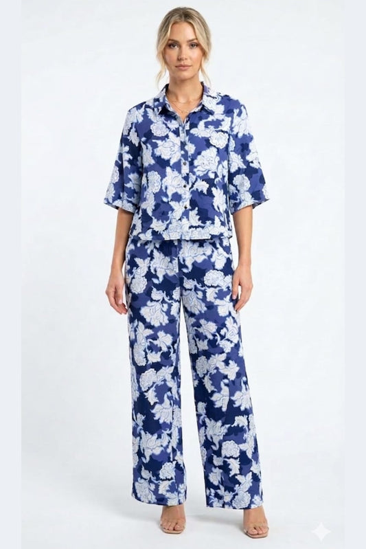 BATIA Astra Aura Cobalt Floral Two-Piece Pant Set