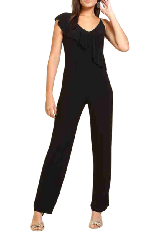 Bebe Black Ruffle Detail Jumpsuit