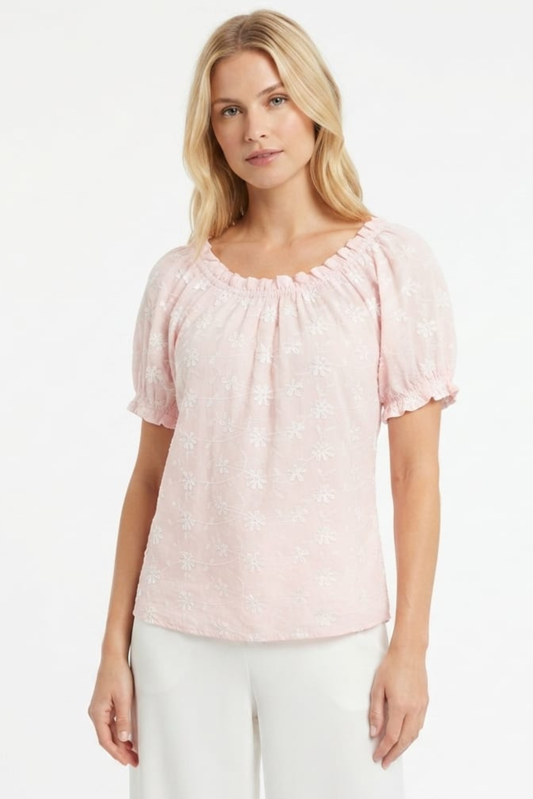 Hester & Orchard Off-Shoulder Eyelet Top