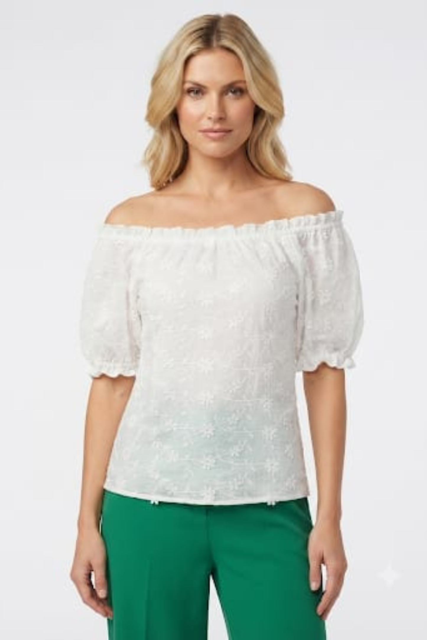 Hester & Orchard Off-Shoulder Eyelet Top