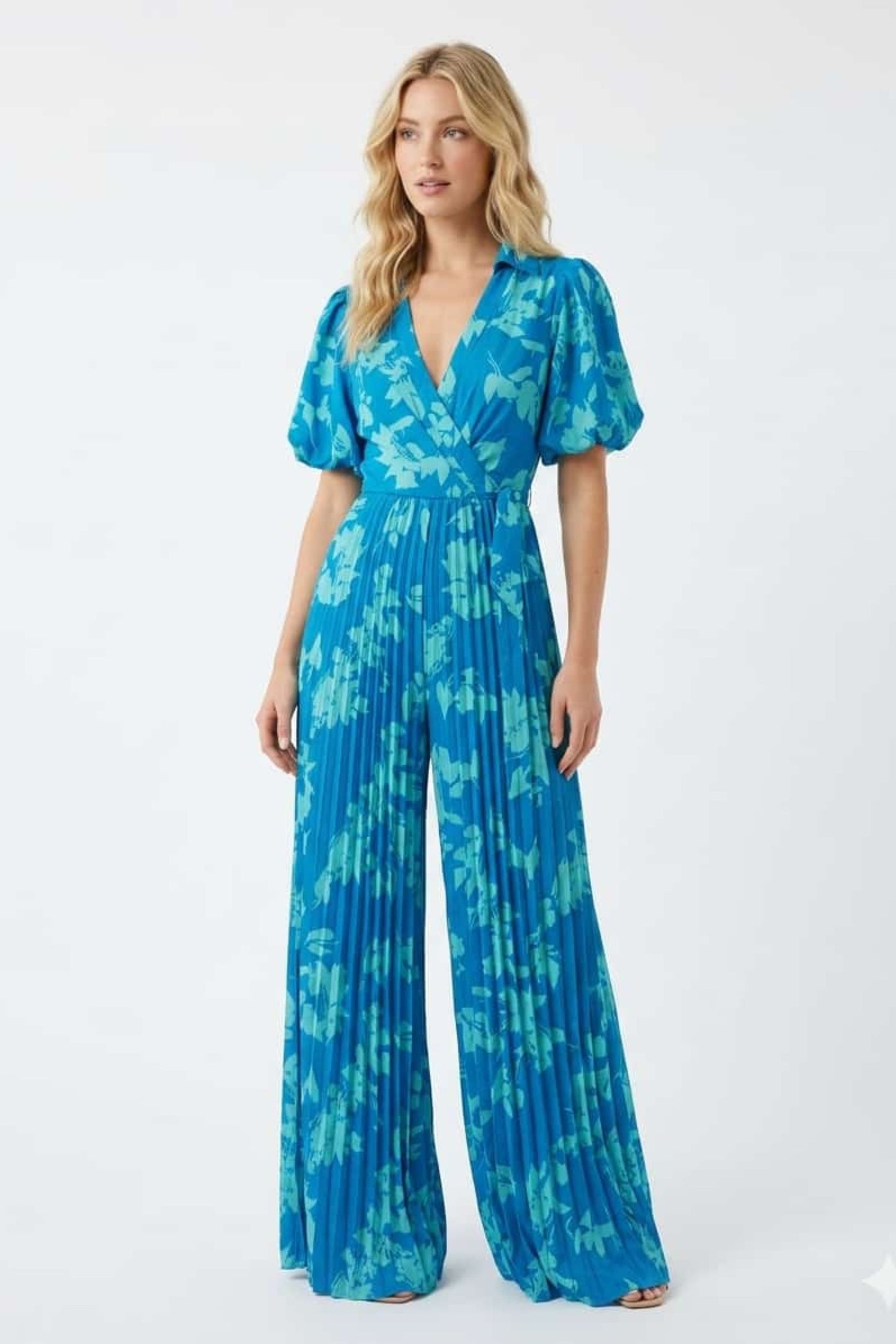 Chicways Pleated Wide-Leg Jumpsuit