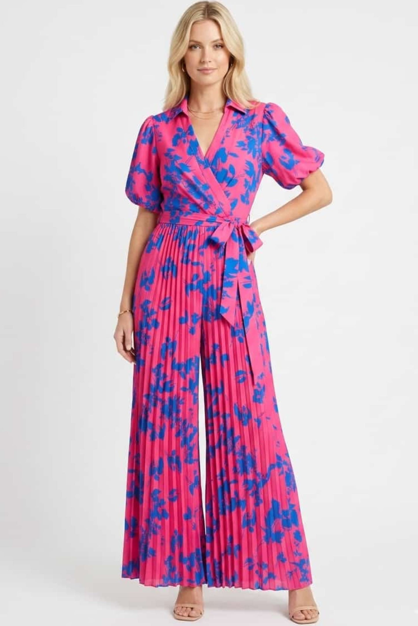 Chicways Pleated Wide-Leg Jumpsuit