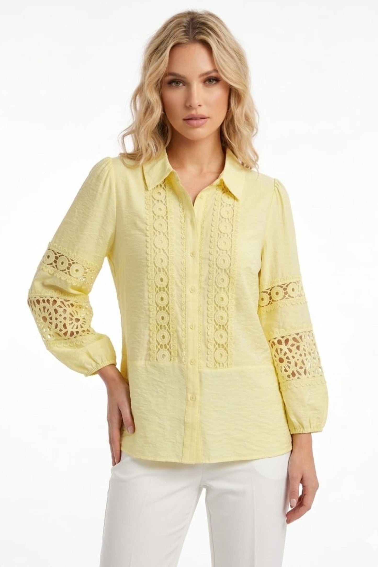 Hester & Orchard Crochet Lace Collared Blouse