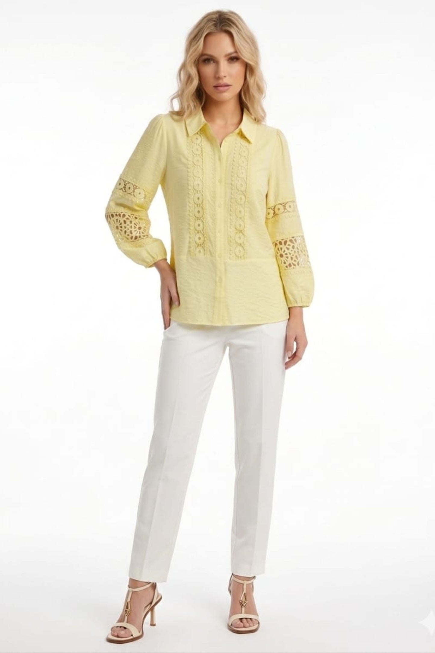 Hester & Orchard Crochet Lace Collared Blouse